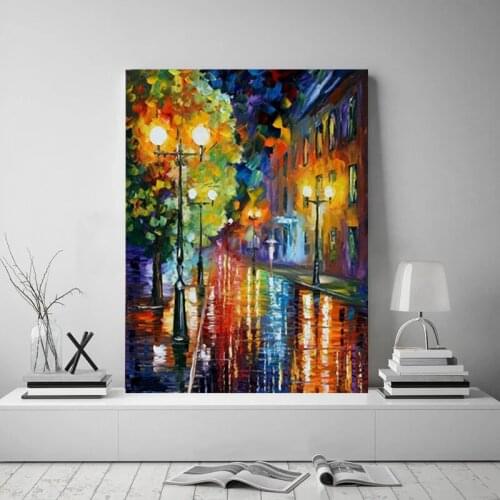 Night Street Scenery Abstract Oil Painting Canvas Painting HD Print Wall Art Poster Printmaking Bedroom Living Room Home Decor