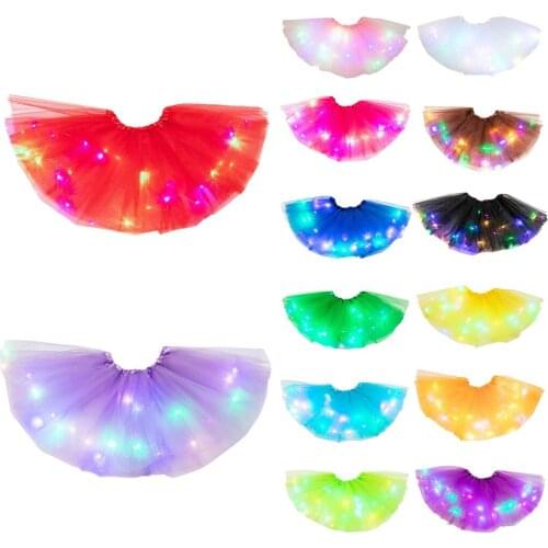 2020 New Kids Girls Baby Tutu Skirt Fancy Costume LED Light Up Pettiskirt Ballet Mesh Skirt Novelty LED Light Puff Puff Skirt