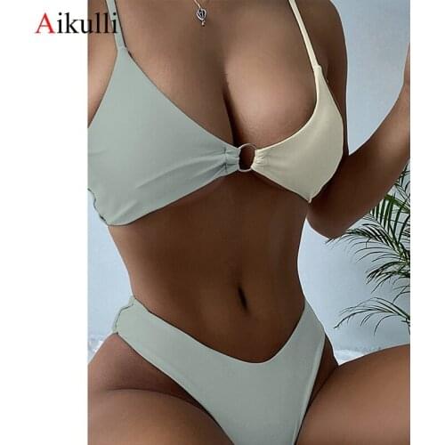 2021 New Color Matching Bikini Swimsuit Women Push up Two-piece Swimwear Womens Bikini set Summer Beach Women Swim Bathing Suit