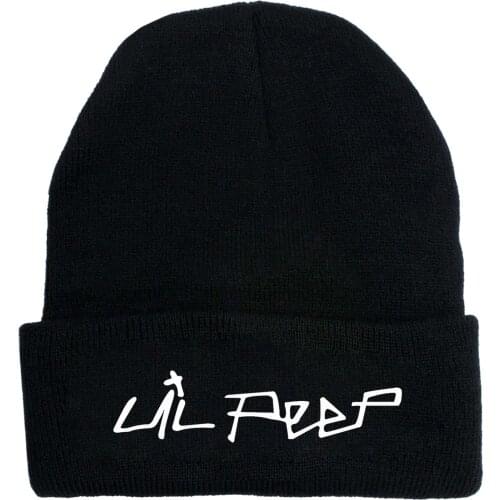Lil Peep New Style Knitted Hat Autumn and Winter Womens Korean-Style Hat All-match Elastic Snap-Brim Hat Foreign Trade