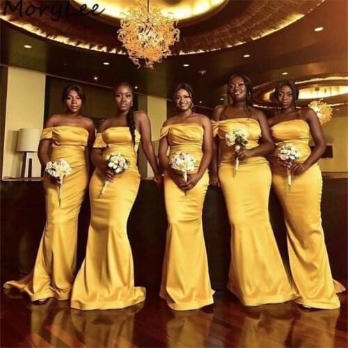 Bridesmaid Dresses One Shoulder Strapless Spandex Satin Mermaid Bridesmaid Dresses Zipper Back Wedding Party Bridemaid Gowns