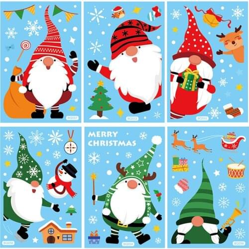 Christmas Snowflake Santa Snowman Window Static Sticker Wall Stickers Wall Decals Christmas Decorations for Home New Year 2022