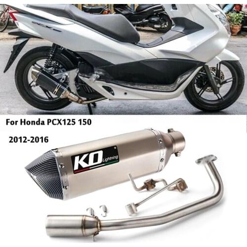 For Honda PCX125 150 2012-2016 Full Exhaust System Header Pipe Front Link Tube Escape Slip On Muffler Tip Removable DB Killer