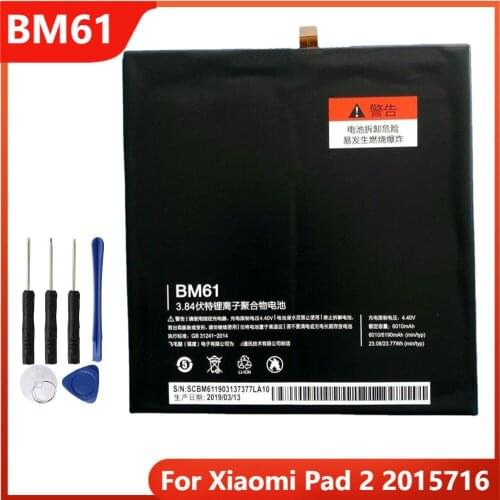 Xiao Mi Original Phone Battery BM61 For Xiaomi Pad 2 2015716 Replacement Rechargeable Batteries 6010mAh With Free Tools