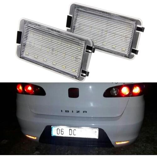2pcs LED License Number Plate Light Error Free Canbus For Seat Ibiza Altea Arosa Cordoba Leon Toledo III OEM# 5P0943021