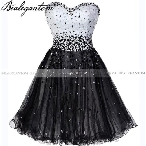 Bealegantom Gorgeous Sequined Short Homecoming Dresses 2021 Tulle Sparkling Crystals Bead Mini Graduation Party Prom Gown HD144