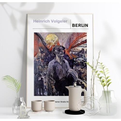 Heinrich Vogele Exhibition Still Life Poster, Berlin Germany Scenery Abstract Art Print, Vogele Nordic Vintage Style Home Decor