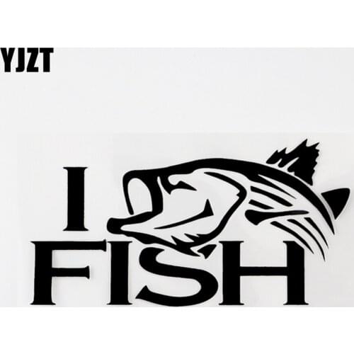 YJZT 15.6CM×8.1CM Fashion I Fish Vinyl Truck Car Sticker Decal Black/Silver Decor 8C-0725