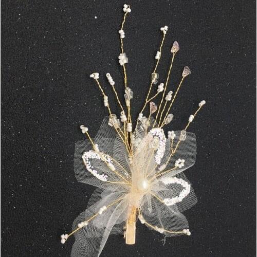 Crystal gold Flower Barrettes Hair Clips for Women Vintage yarn floral Hairpins Headwear Girls Hair Accessories Jewelry Clips