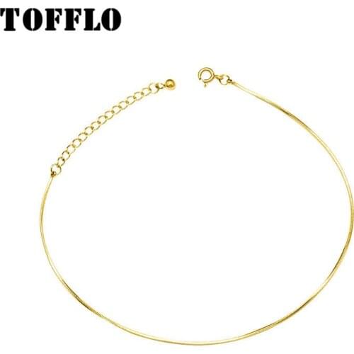 TOFFLO Stainless Steel Anklet Square Snake Foot Jewelry Buckle Chain Simple And Elegant Chain For Women BSS085