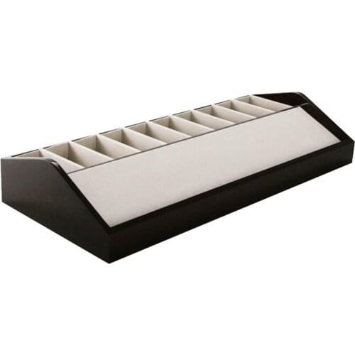 10-grid Box Storage Holders Wooden Table Shelf Belt Collection Case Display Props Rack Stand