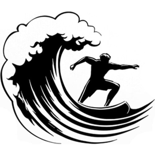 14.8CM*12.7CM Interesting Extreme Surf Sports Silhouette Decor Vinyl Car Sticker S9-1073