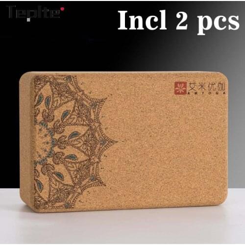 2pcs Yoga Block cork set Sports Tools Accessories Bloque Brick Yoga Corcho Cork Wood Yoga Block Gym Wood Alo Pillow Pilates Home