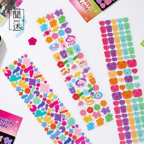 2 Pcs Stars Ribbon Stickers Colorful Bear Self Adhesive Sticker For Scrapbooks And Gift