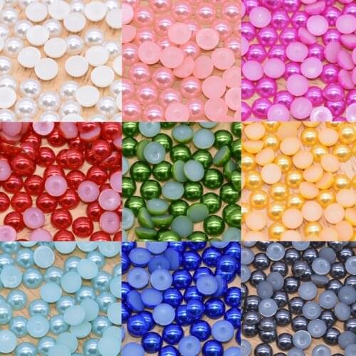 500pcs 6mm Colorful Mixed Half Round Imitation Pearl Beads Acrylic Flatback Pearls DIY Crafts Garment Scrapbook Accessories