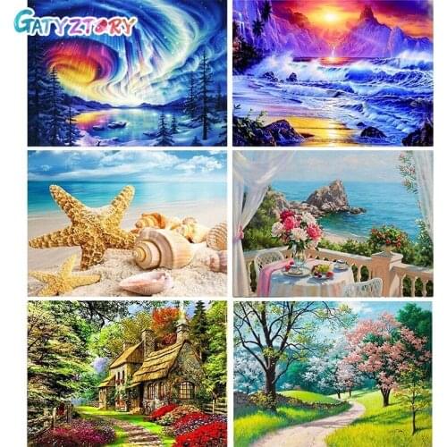 GATYZTORY DIY Diamond Embroidery Nature Landscape Diamond Painting Scenery Cross Stitch New Arrival Room Decoration