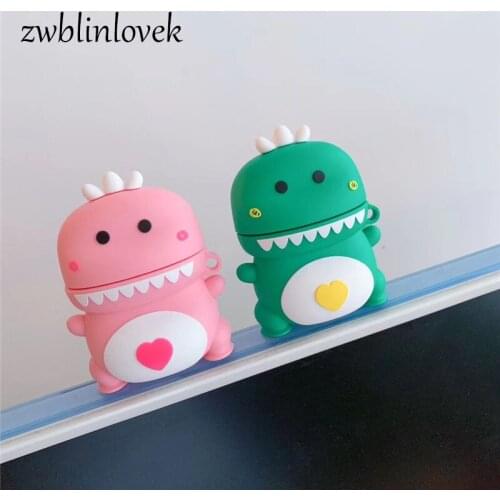 Case for airpods pro bluetooth headset case for airpods 4 cute silicone protective cover with cute 3d dinosaur keychain