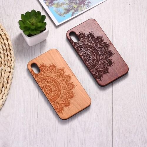 Tribal Indian Mandala Flower Engraved Wood Phone Case Coque Funda For iPhone12 6 6S 6Plus 7 7Plus 8 8Plus XR X XS Max 11 Pro Max