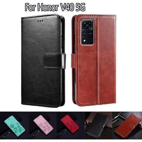 Flip Cover For Honor V40 5G Case YOK-AN10 Phone Protective Shell Funda Case For Honor V 40 Wallet Leather Book Etui Hoesje Capas