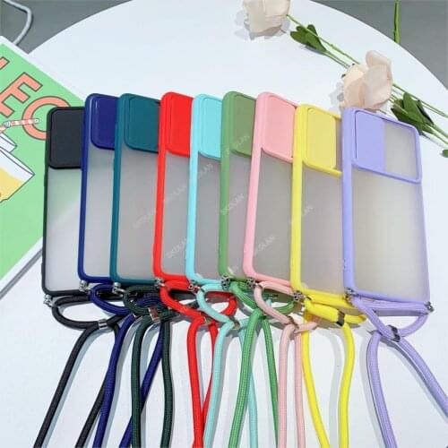 Slide Camera Protector Crossbody Lanyard Strap Case For samsung A32 A52 S21 Ultra Clear Matte Full Cover for samsung a32 a52 a82