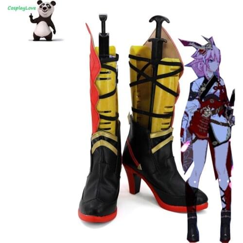 Honkai Impact 3rd Yae Sakura Black Cosplay Shoes Cosplay Long Boots Leather Custom Made For Party Christmas Halloween