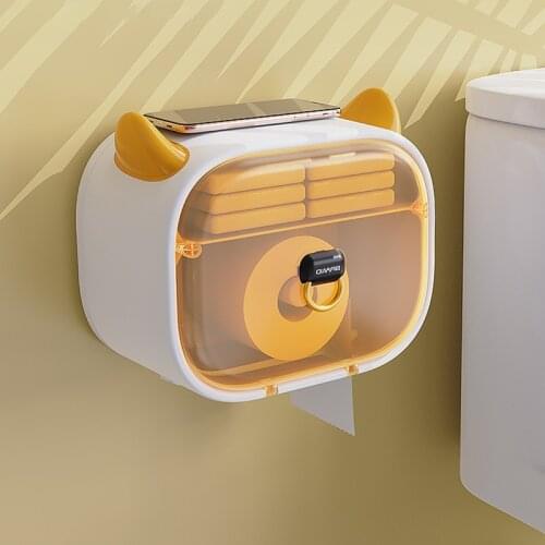 Bathroom Paper Holder Organizer Wall Mounted Tissue Box Large Capacity Waterproof Roll Paper Shelf Toilet Paper Tray Storage Box