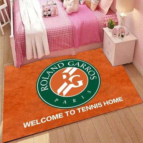 Hot selling four major tennis tournaments flannel printed mat soft and comfortable non-slip absorbent foot mat