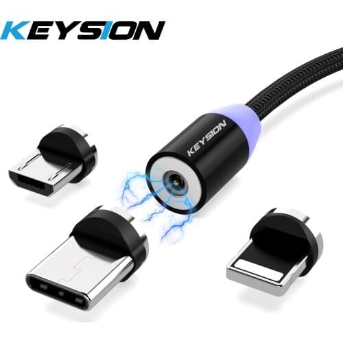 KEYSION Magnetic Micro USB Type-C Cable For Samsung S10 A50 redmi k20 Magnet Charge for Lightning Phone Cable for iPhone XR 6s