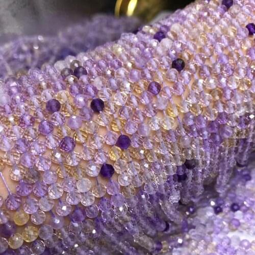 Ametrine round faceted 2/3/4/6mm for DIY jewelry making loose beads FPPJ wholesale beads nature gemstone