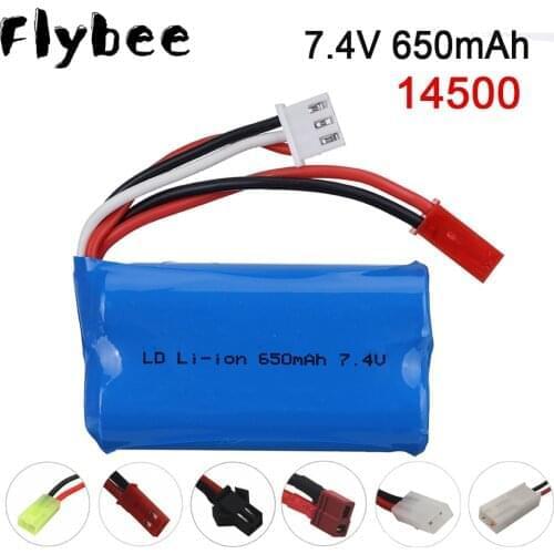 7.4V 650mAH 14500 15C Lipo Battery For Syma F1 BR6802 HJ370 W608-7 YD712 YD921 Remote Control Helicopter Toys Accessories