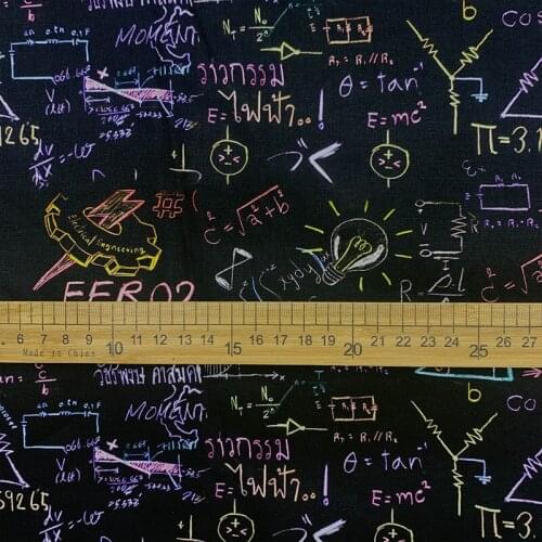 Fashion Geometric Symbol Fabric Black Cotton Fabric Scientific Formula Print Patchwork Sewing Material Diy Shirt Clothing Dress