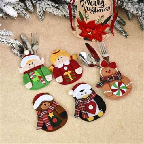 Christmas Decorations for Home Xmas Dining-Table Decoration Christmas Tableware Set Santa Snowman Knife and Fork Set New Year