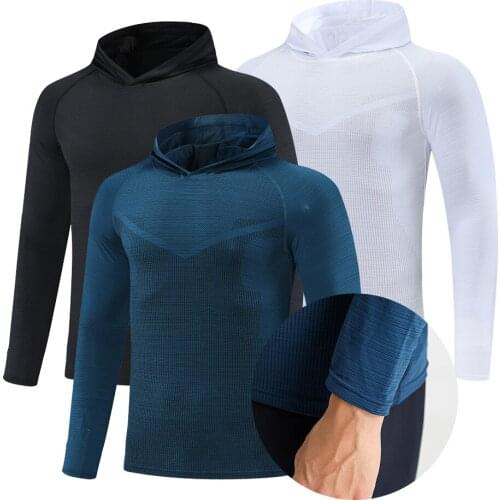 2021 New Mans T-Shirt Breathable Running T Shirt Gym Shirt Long Sleeve Sports Football Shirts Jogging Compression Hooded Top