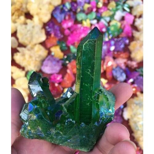 New fashion electroplating green crystal cluster, green crystal cluster specimen household decoration