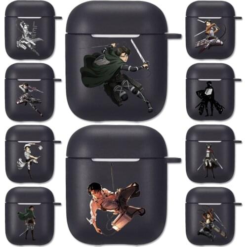 Attack on Titan Levi Captain Black Silicone Case for Apple Airpods 1 2 Cases Shingeki No Kyojin Soft Airpods Earphone Cover