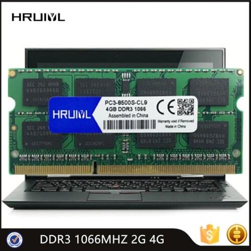 HRUIYL Notebook RAM DDR3 4GB 2GB 1066MHZ SO-DIMM Memory High Performance DDR3 PC3 8500S Laptop Memoria Sticks DDR3 1066 MHZ