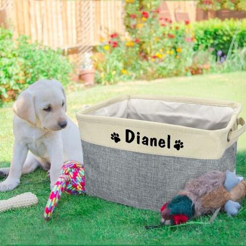 Personalized Canvas Dog Toy Storage Bin Customized Pet Toys Basket Toy Storage Baskets Box Collapsible Bin Pet Accessories