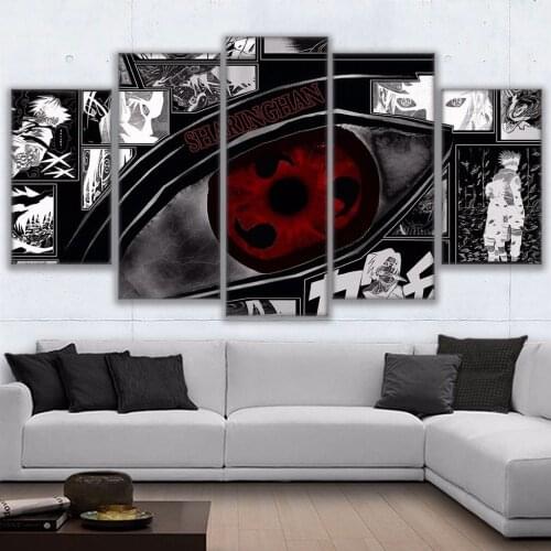 5 Pieces Ninja Sharingan Poster Modern Home Decor Living Room Modular Wall Art Pictures Canvas HD Printed Anime Manga Painting