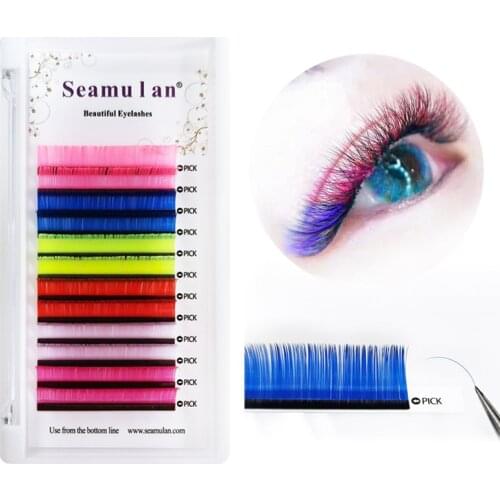 Mix colored eyelashes yellow pink classic colored Eyelash Extension Individual Faux Mink Makeup Eye Lashes Professional Supplies