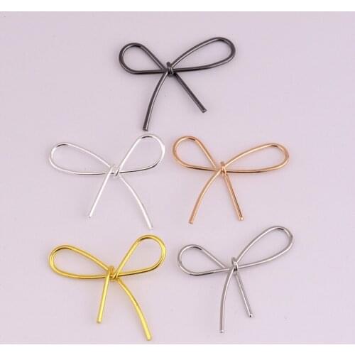 22.5 * 21mm hand-made round copper wire bow pendant for ear jewelry pendant DIY jewelry making