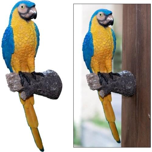 Garden Parrot Statue Wall Mount DIY Lifelike Outdoor Macaws Bird Home Office Decor Accessories Nature Collectors Gifts