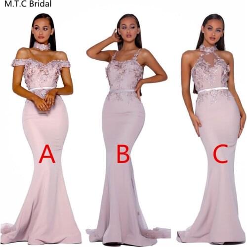 Sexy Backless Mermaid Long Evening Dress With Flowers Appliques Elastic Satin Plus Size Wedding Guest Dress Robe De Soiree