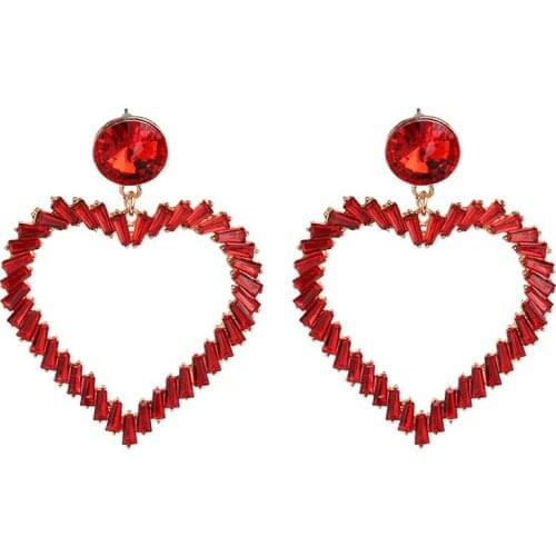 Statement Love Heart Big Earrings For Women Bijoux Crystal Drop Dangle Earrings Fashion Jewelry Korean Style Party Street