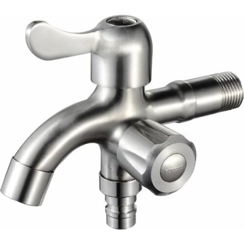 Stainless Steel Single Cold Washing Machine Faucet with 2 Water Spouts G1/2 Connect Bidet Faucet Water Tap Kitchen Bibcocks