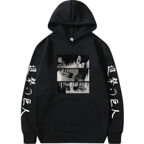 Japan Anime Attack on Titan Hoodies Men Women Levi Ackerman Eyes Harajuku Print Hoodie Sweatshirt Mens Fashion Loose Streetwear