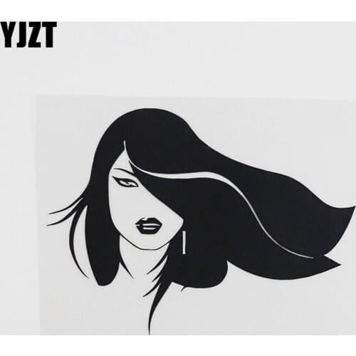 YJZT 14.2CMX10.3CM Beautiful Woman Face Sexy Girl Vinyl Car Sticker Black/Silver 8A-0459