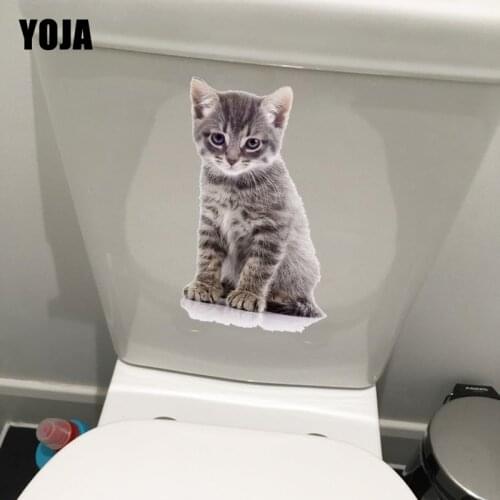 YOJA 18.7*26.4CM Cartoon Cat Childern Bedroom Decor Wall Decal Funny Toilet Sticker T1-0186