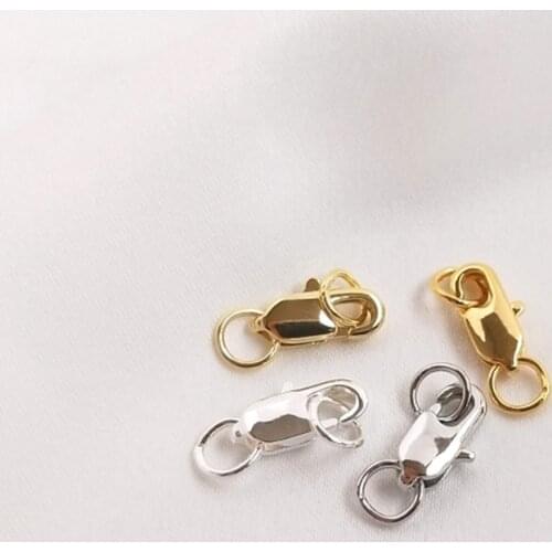 Color Retention Real Gold Plated Copper Bracelet Necklace Fishtail Buckle Lobster Clasps DIY Findings Jewelry Accessories