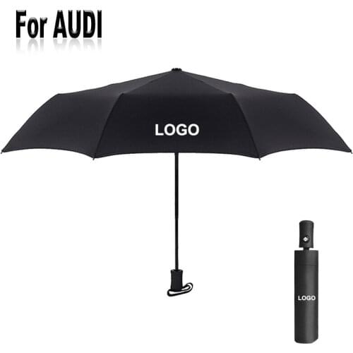 Car Logo Umbrella For Audi Badge Auto Luxury 3 Flod Automatic Umbrellas Rain Women Men Parasol Strong Windproof Anti UV Black