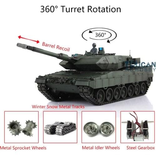 1/16 Heng Long 7.0 Leopard2A6 RC Tank 3889 360 Turret Barrel Recoil TH17613-SMT4
